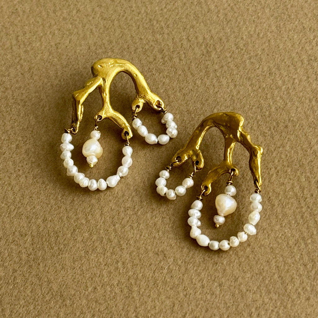 Brincos Algas e Pérolas