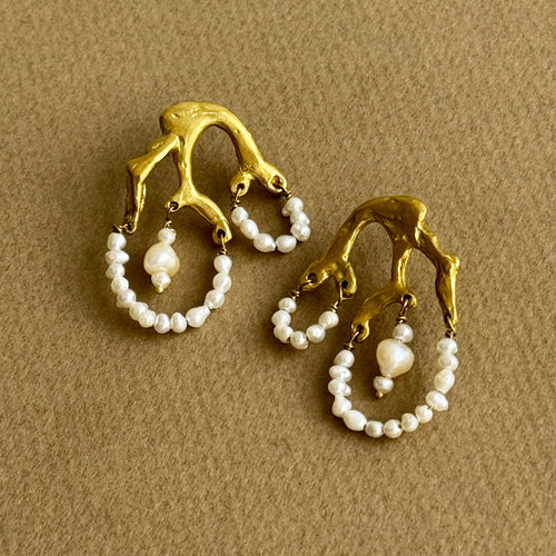 Brincos Algas e Pérolas